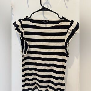 J. Crew Black and White Striped Short Sleeve Top